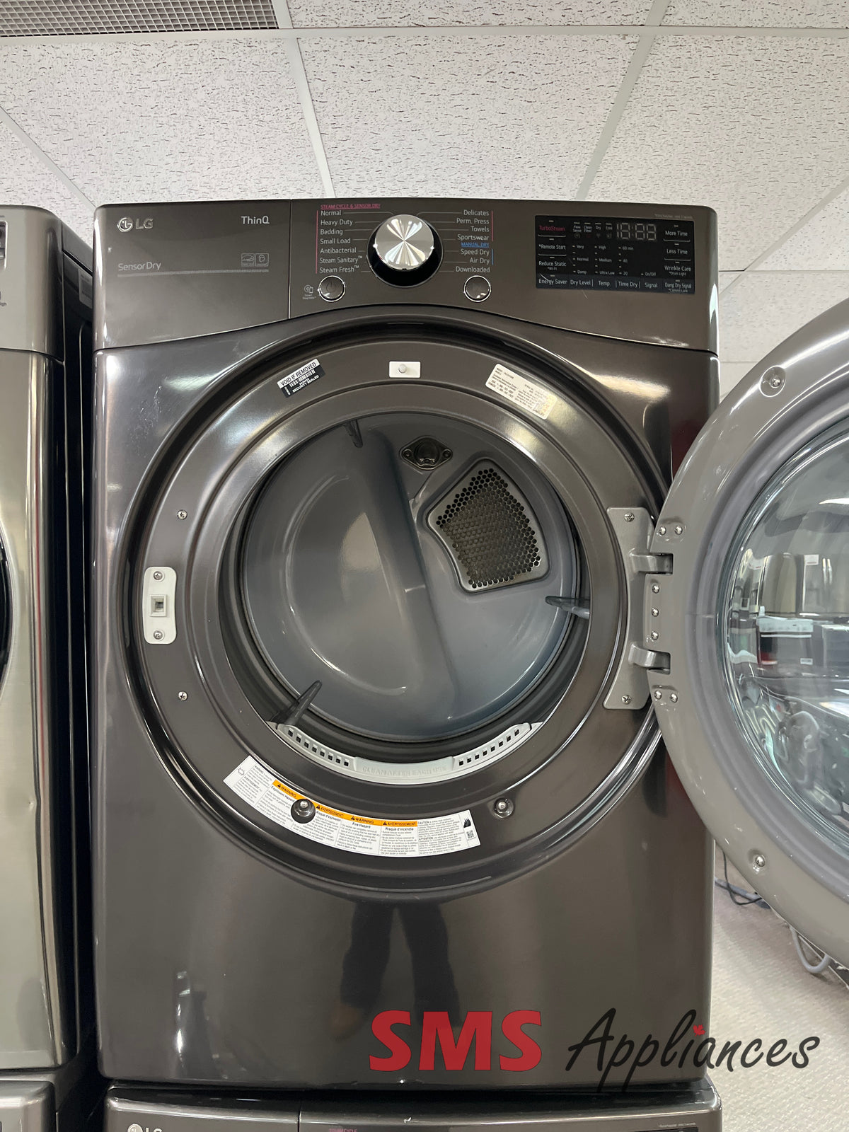 Refurbished LG WM3800HBA laundry set close-up - SMS Appliances
