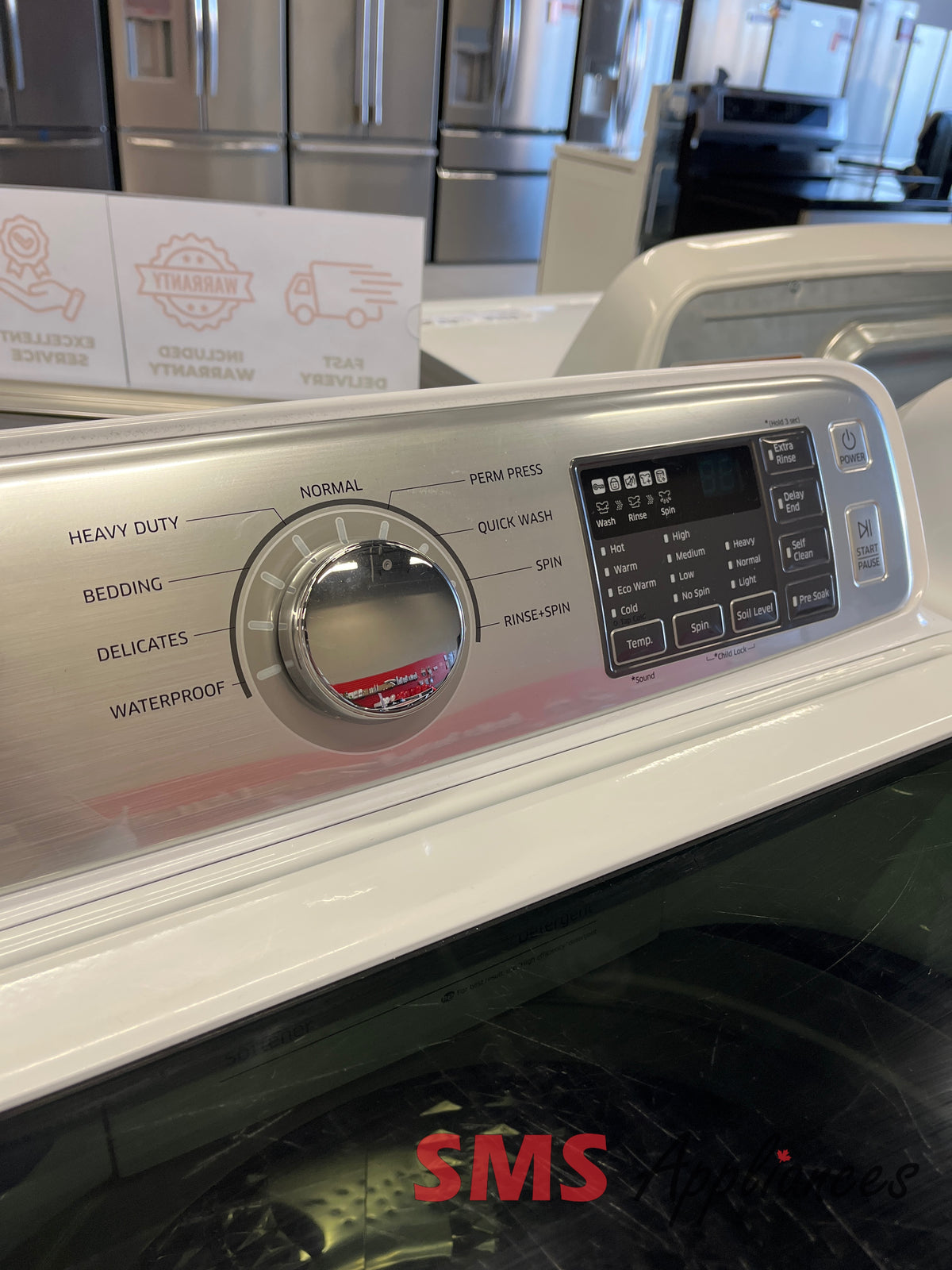Refurbished Samsung WA45H7000AW laundry set close-up - SMS Appliances