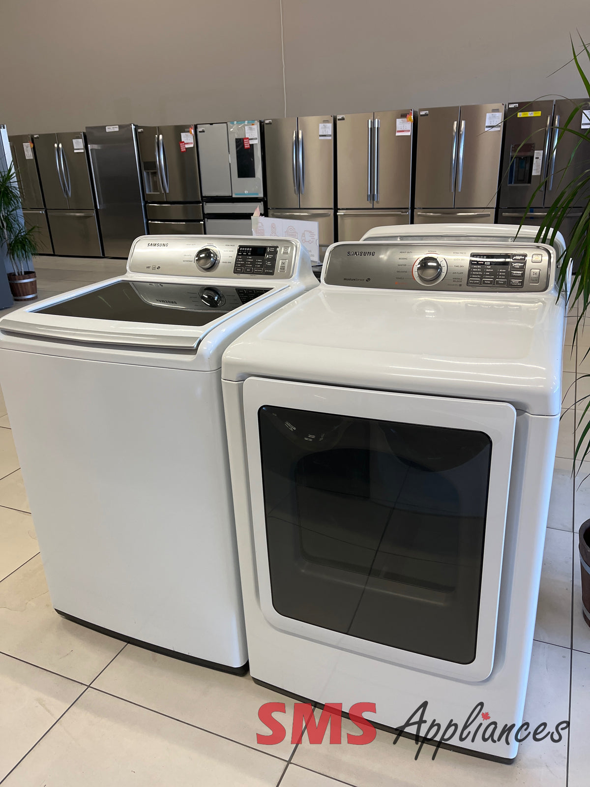 Samsung WA45H7000AW laundry set at SMS Appliances Calgary - Refurbished deals