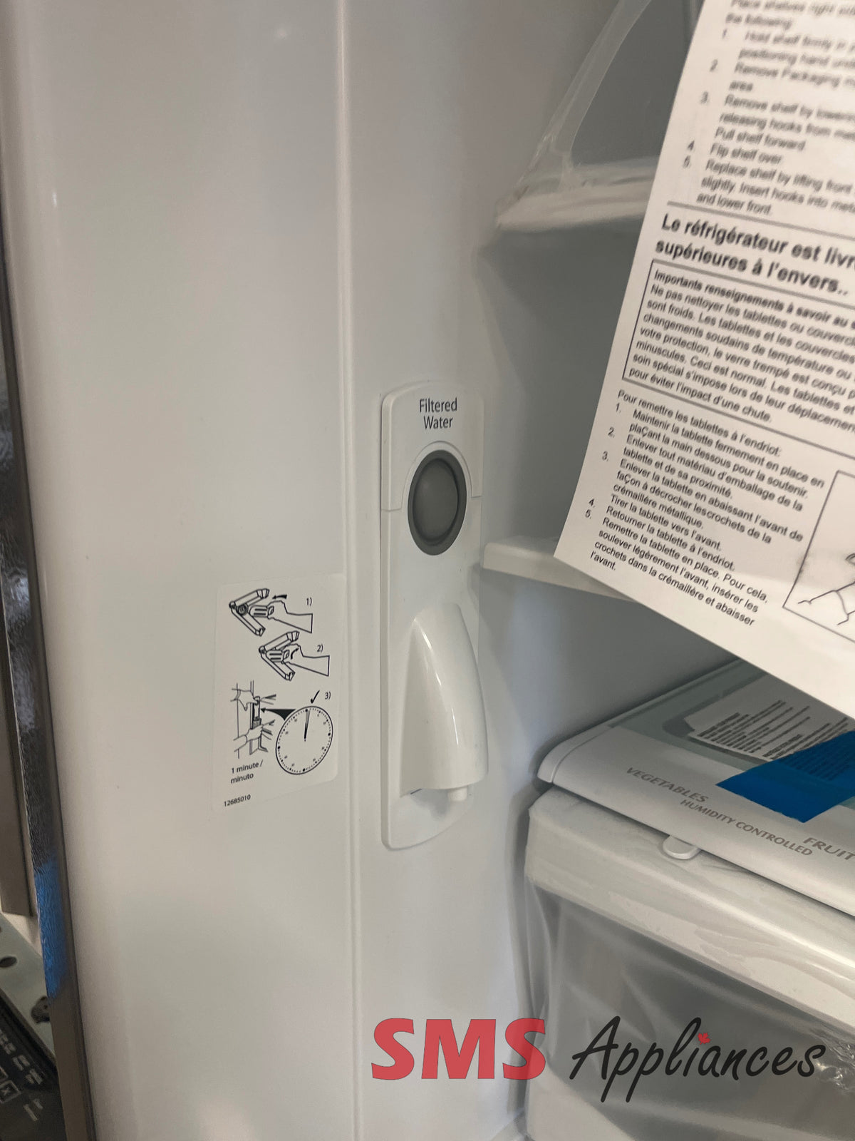 Whirlpool WRFF53333PZ open box fridge detail - buy in Calgary at SMS Appliances