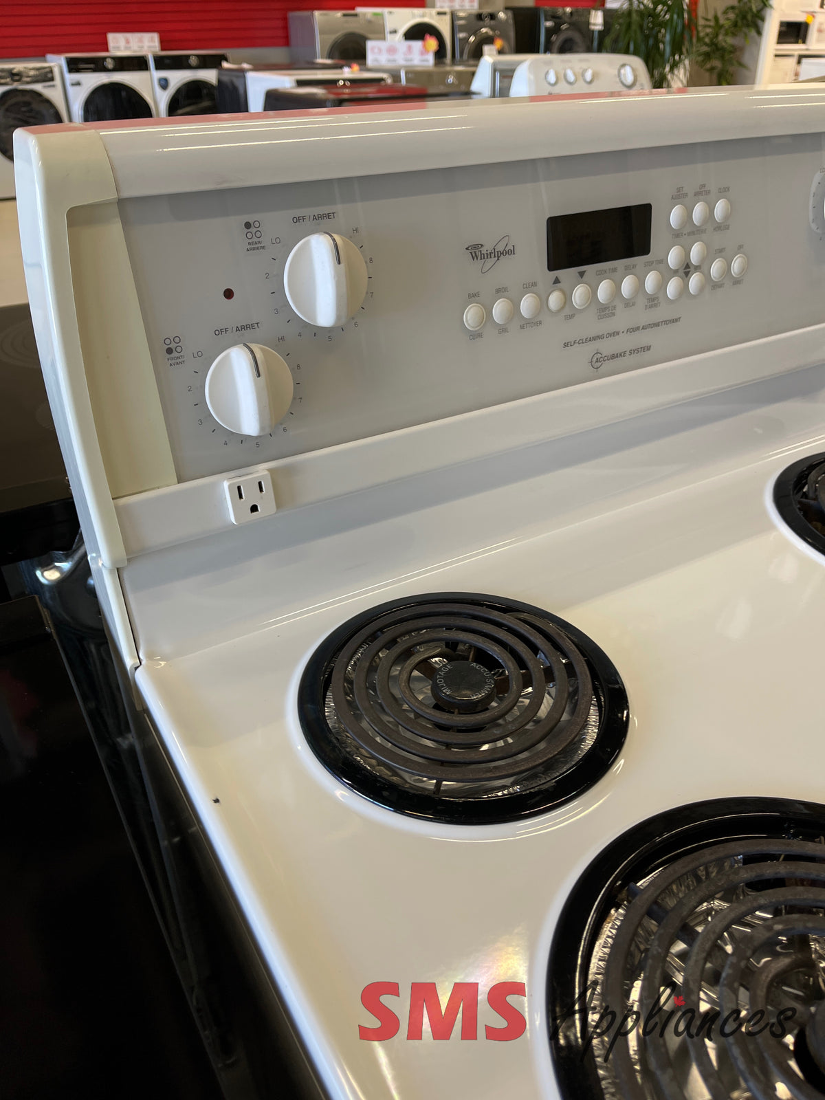 Whirlpool WGP34802 refurbished stove detail - buy in Calgary at SMS Appliances