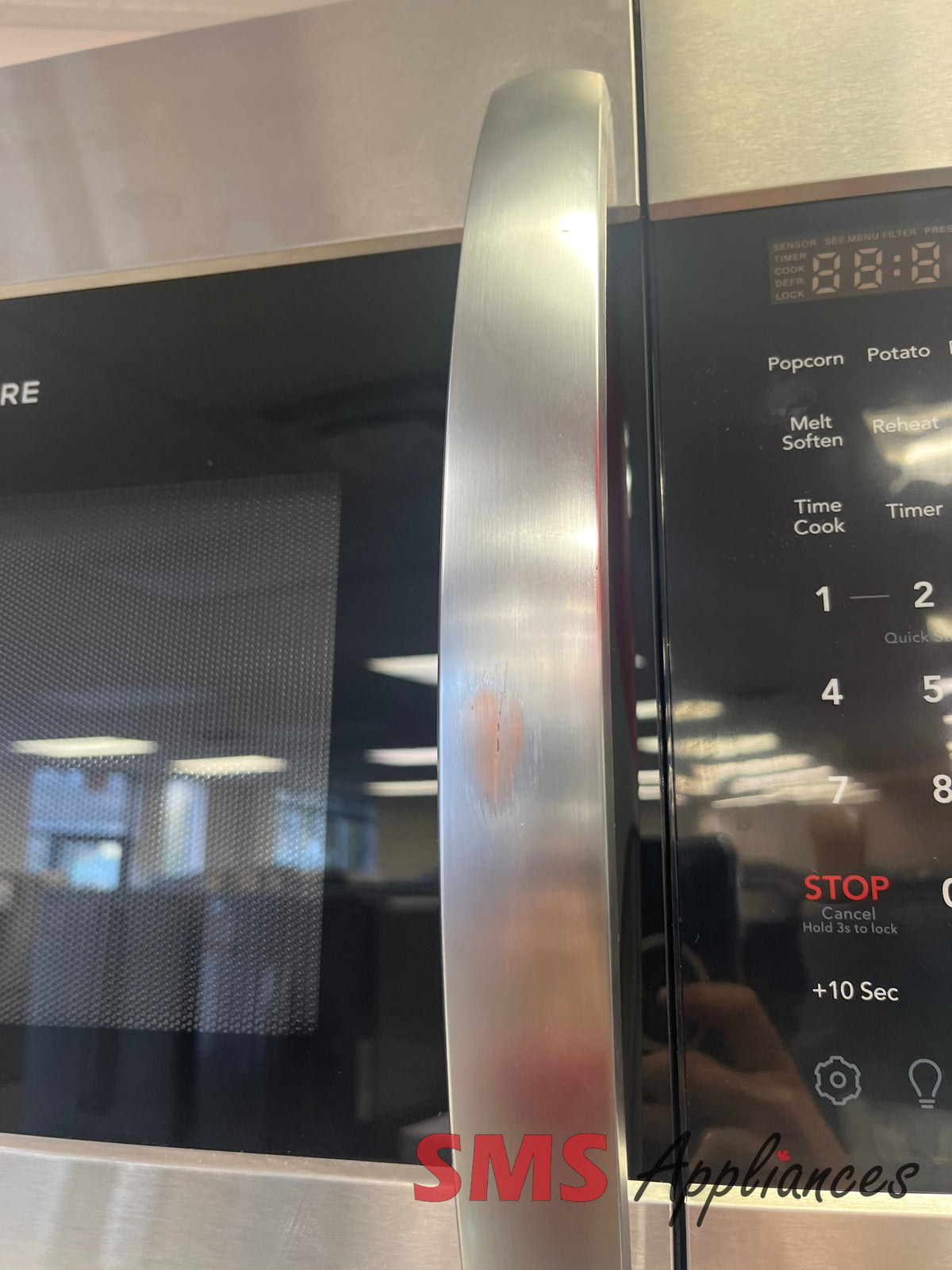 Refurbished Frigidaire FMOS1846BS microwave close-up - SMS Appliances