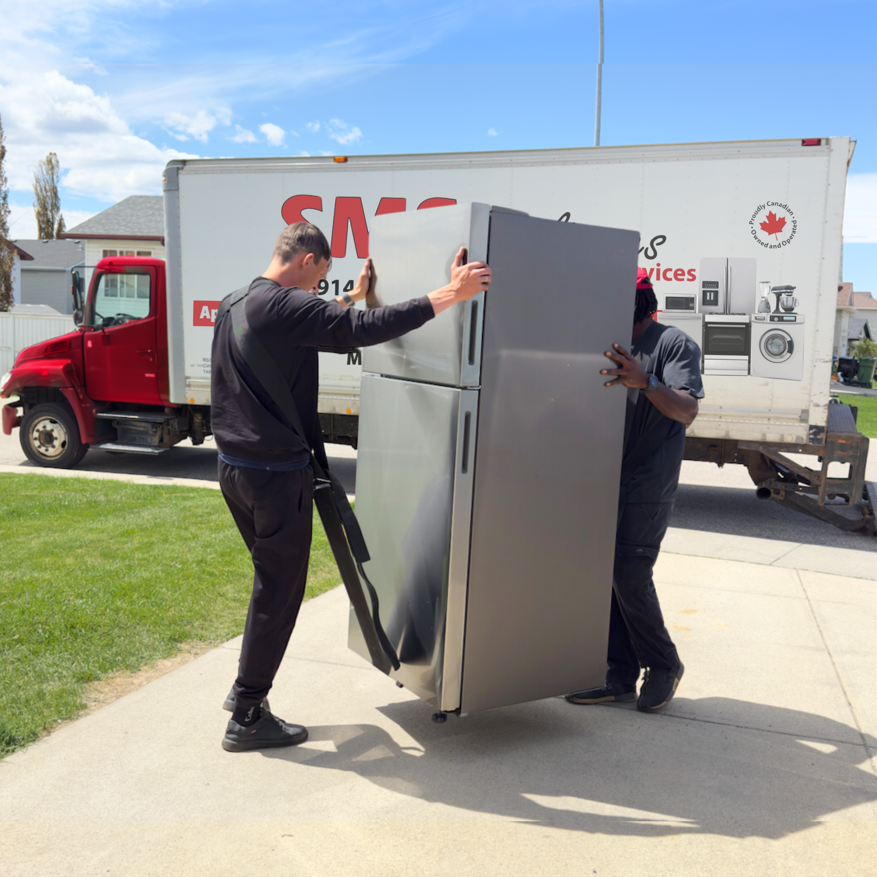 Professional appliance delivery service by SMS Appliances in Calgary, Saskatoon, Regina, and surrounding areas – fast, reliable, and careful handling of all major household appliances.