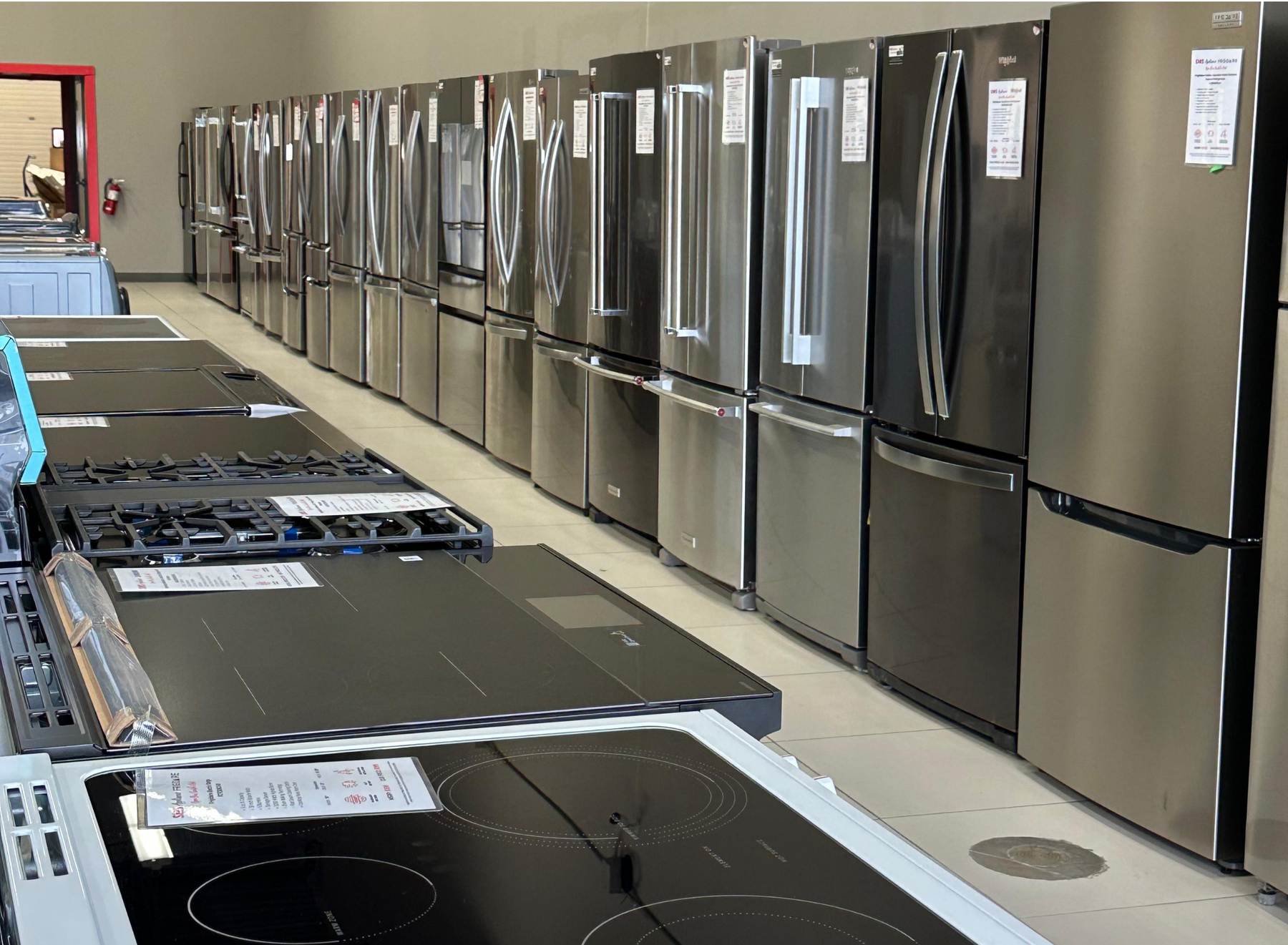 Open box appliances at SMS Appliances Calgary North, offering high-quality fridges, washers, dryers, and stoves at discounted prices with full warranty and delivery service.